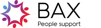 Logo Bax People Support - totaalontzorging in de realisatie van opvanglocaties voor ontheemden